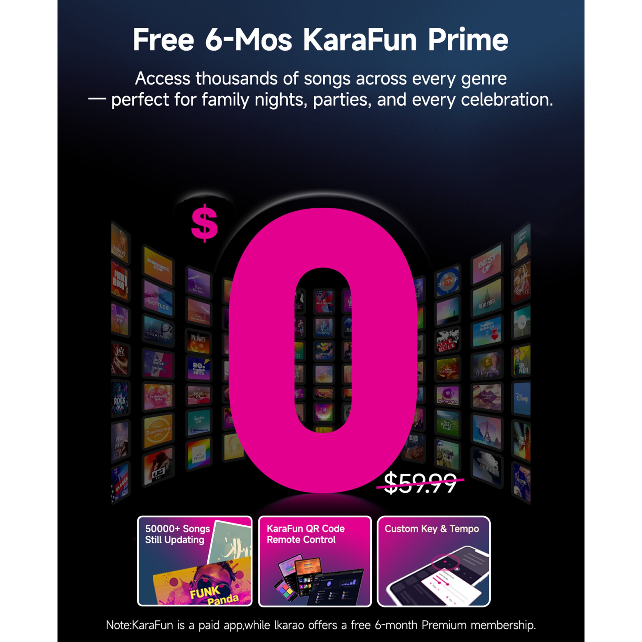 Ikarao Karaoke Machine for Adults, Built-in 13.3-inch Screen, Portable Bluetooth Speaker with 2 Wireless Mics for TV, Music Party